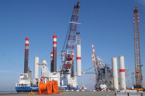 Eight tower segments were loaded on to RWE's Victoria Mathias vessel