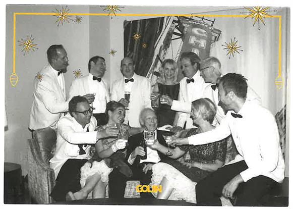 This festive Christmas card celebrating Al Golin's 80th birthday includes current CEO Matt Neale seated at the far left.