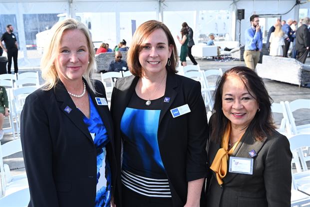 Smith with Intel’s chief people officer Christy Pambianchi (left) and Joy Kouns-Lewis, executive director of the Asian American Commerce Group of Columbus (right). The project is expected to create 3,000 Intel jobs and 7,000 construction jobs over the course of the build and to support tens of thousands of additional local jobs across a broad ecosystem of suppliers and partners. (Credit: Harry Acosta)