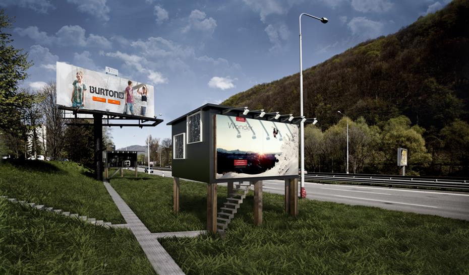 Home behind an advertising hoarding; Courtesy of Design Develop, Slovakia