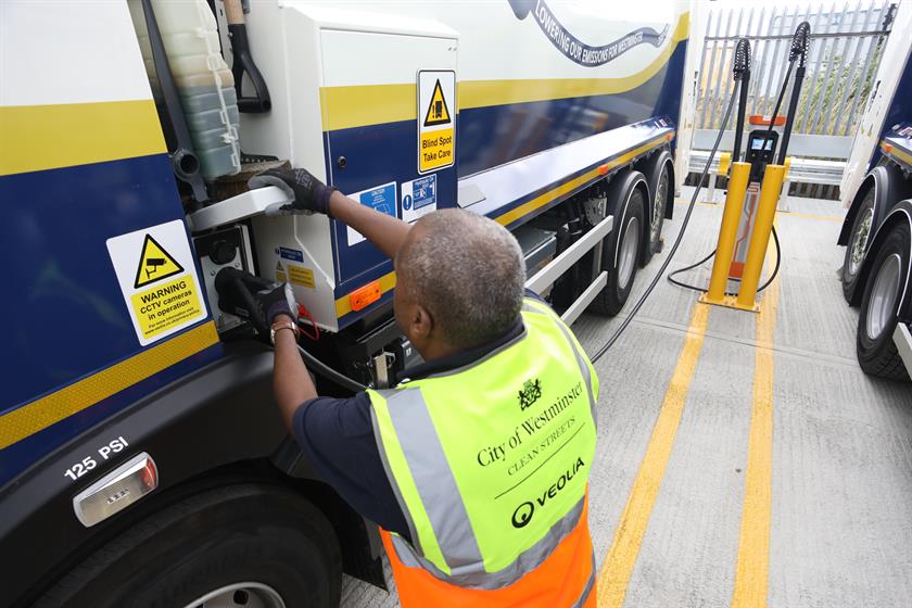 Smart charging infrastructure power Veolia and Westminster electric waste trucks