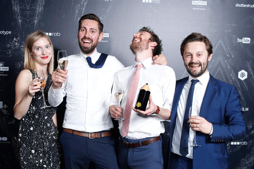 Victoria Torrance, Alastair Leith, Alistair Webb and Daniel Maughan of Made Thought pick up their black Pencil for 