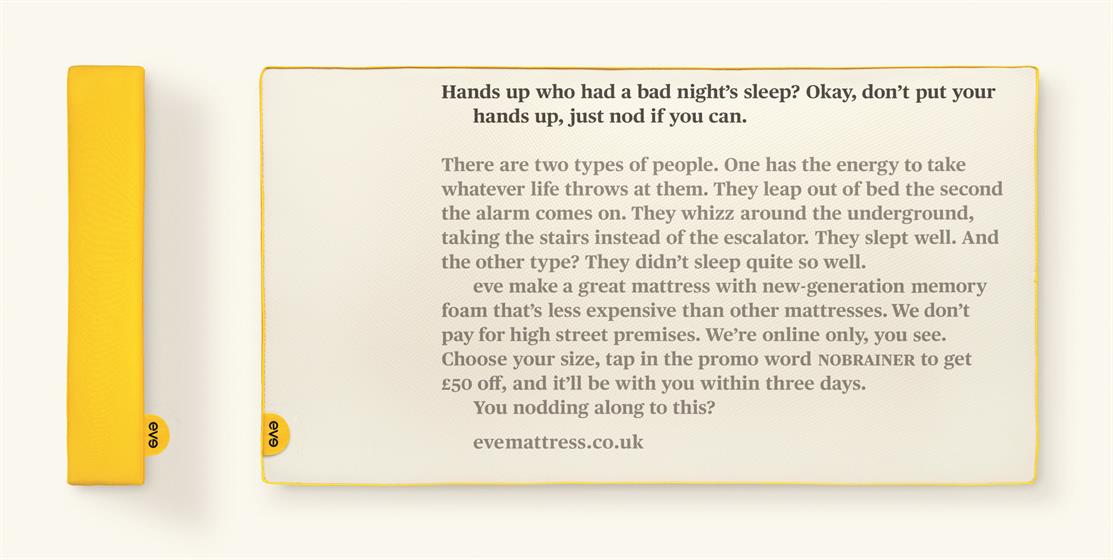 eve mattress advert