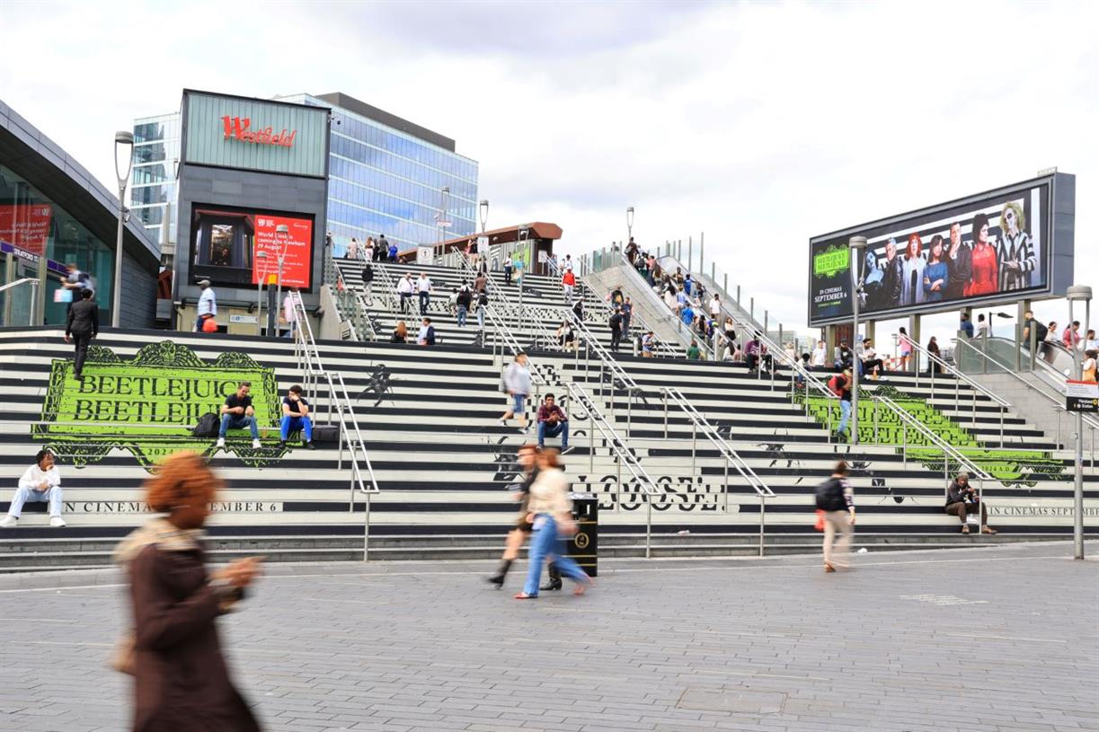 Beetlejuice sequel takes over Westfield Stratford City with OOH work