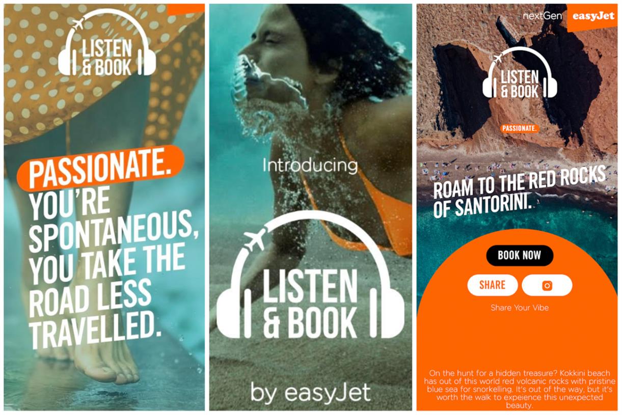 EasyJet invites Spotify users to 'Listen and book'