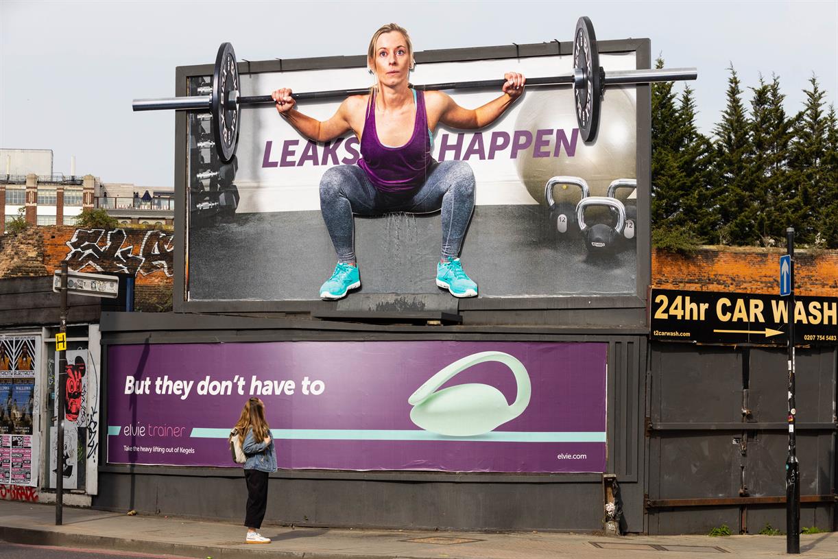 Elvie normalises urinary incontinence with giant 'peeing' billboard