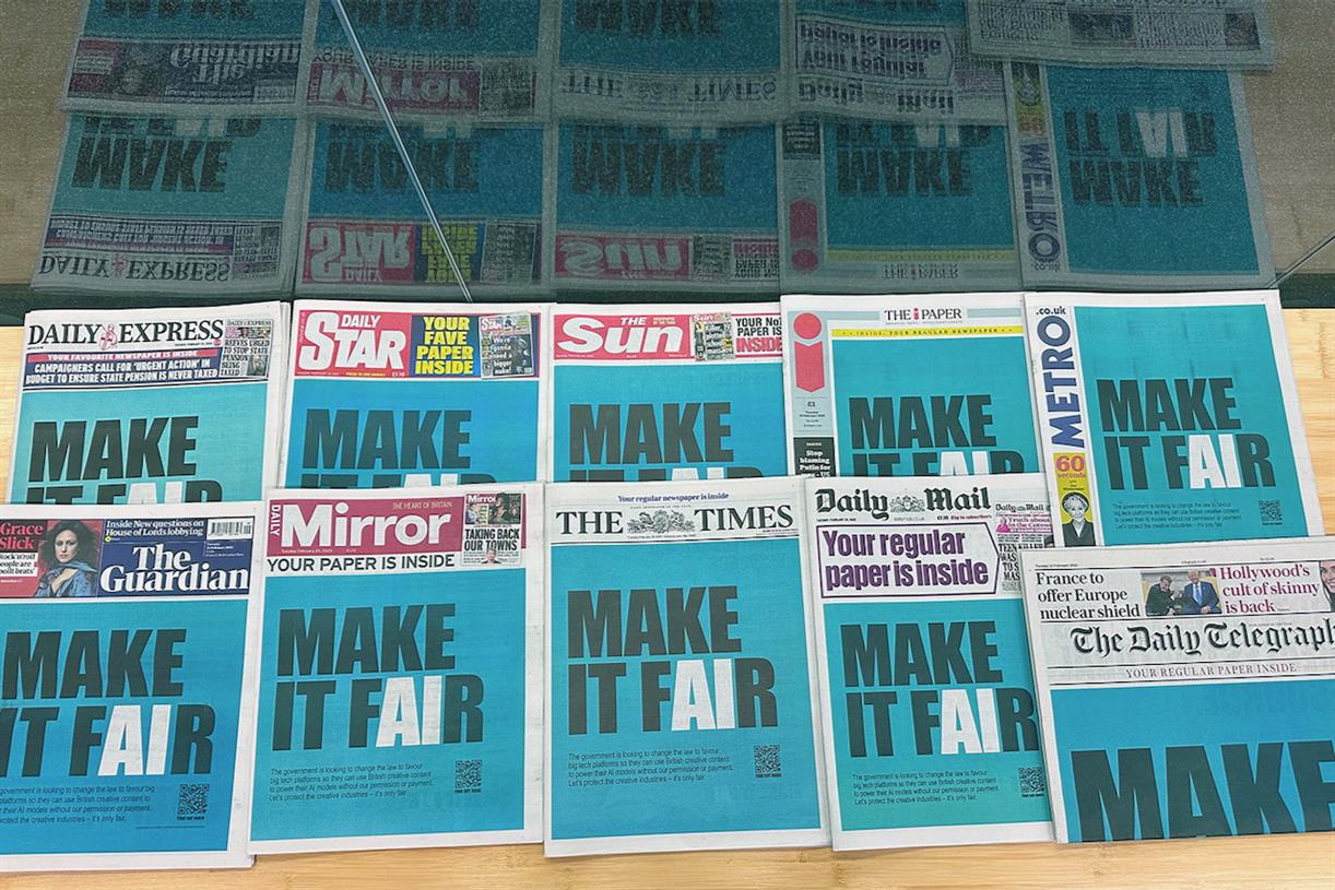 UK newsbrands launch print and digital ad takeover in fightback against AI bill