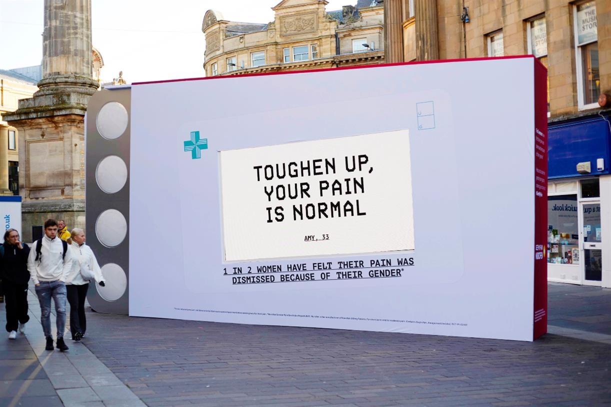 Giant Nurofen pill packet installation highlights the gender pain gap