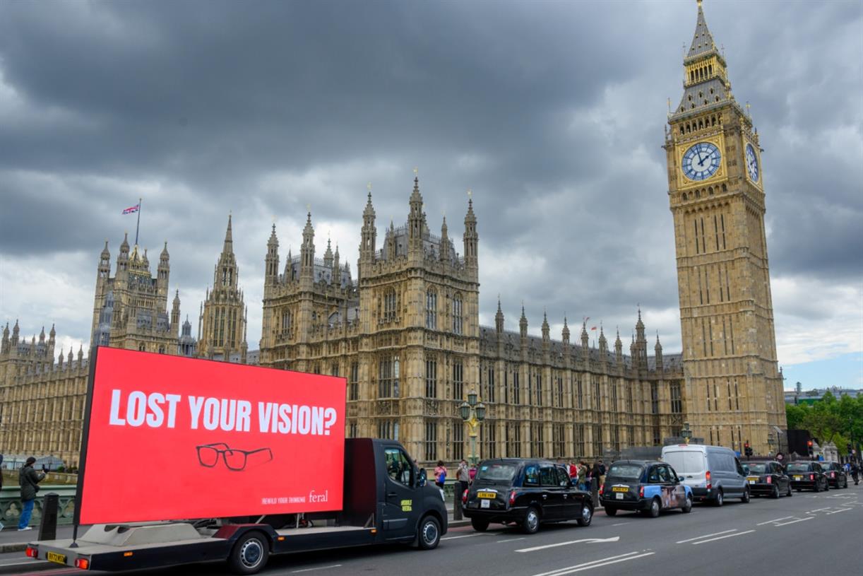 Feral pokes fun at government’s ‘lack of vision’ with Westminster stunt