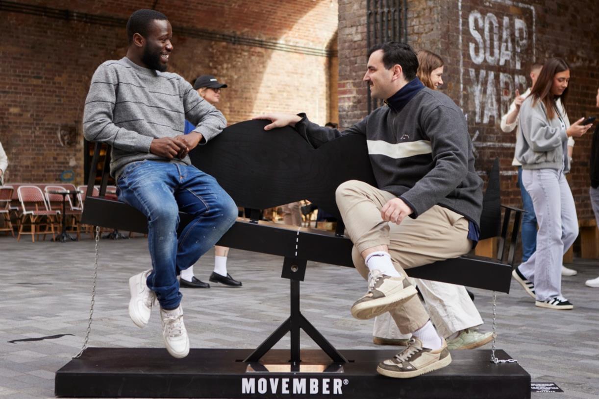 Movember installs two-person seesaw bench to encourage chats