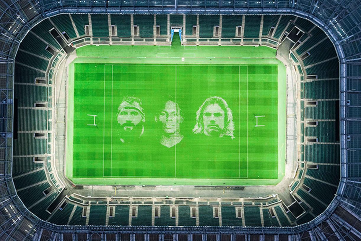 Artists create UK's biggest painting at Twickenham Stadium for rugby