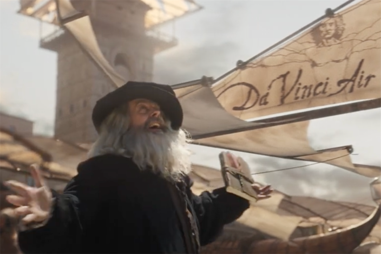 Amazon Business ad helps Leonardo Da Vinci stay on track with his inventions