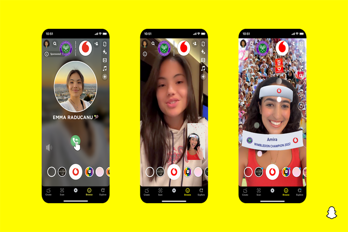 Vodafone makes tennis fans Wimbledon champs with Snapchat AR