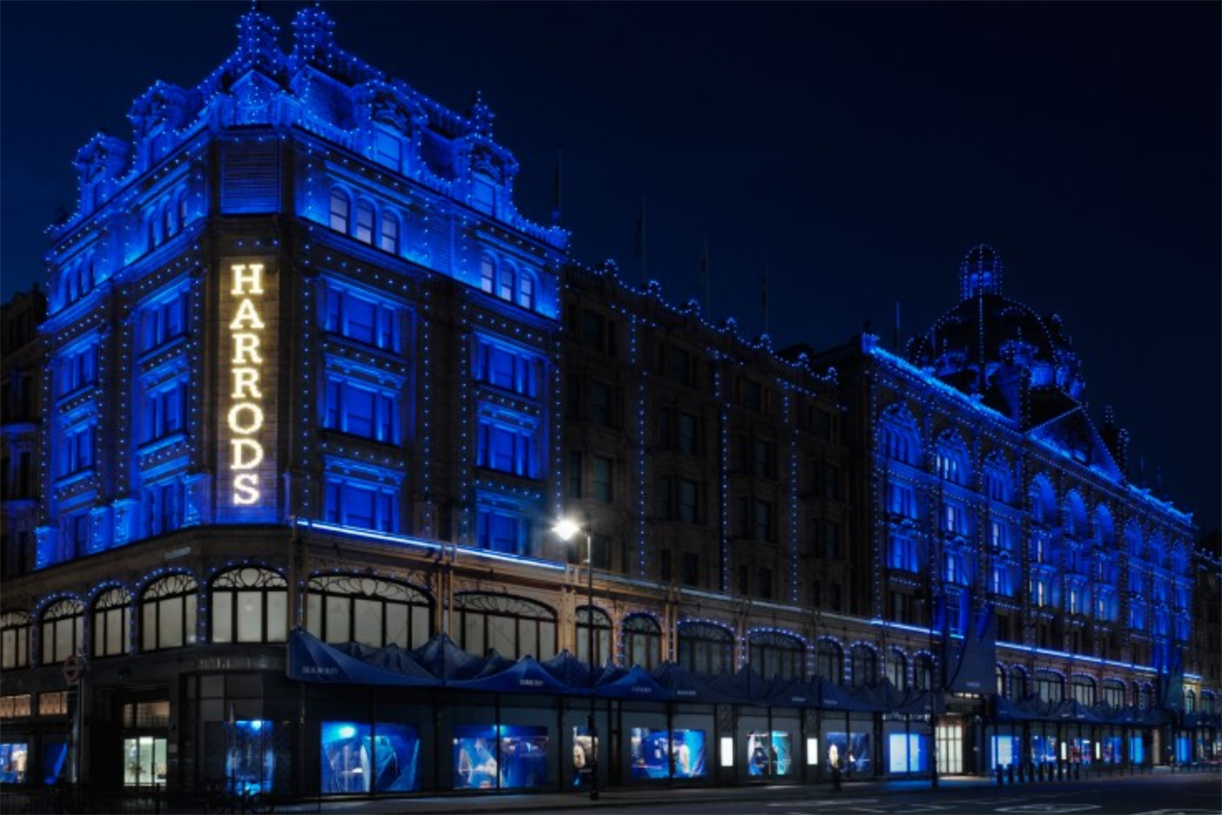 Burberry douses Harrods in its signature 'knight blue'