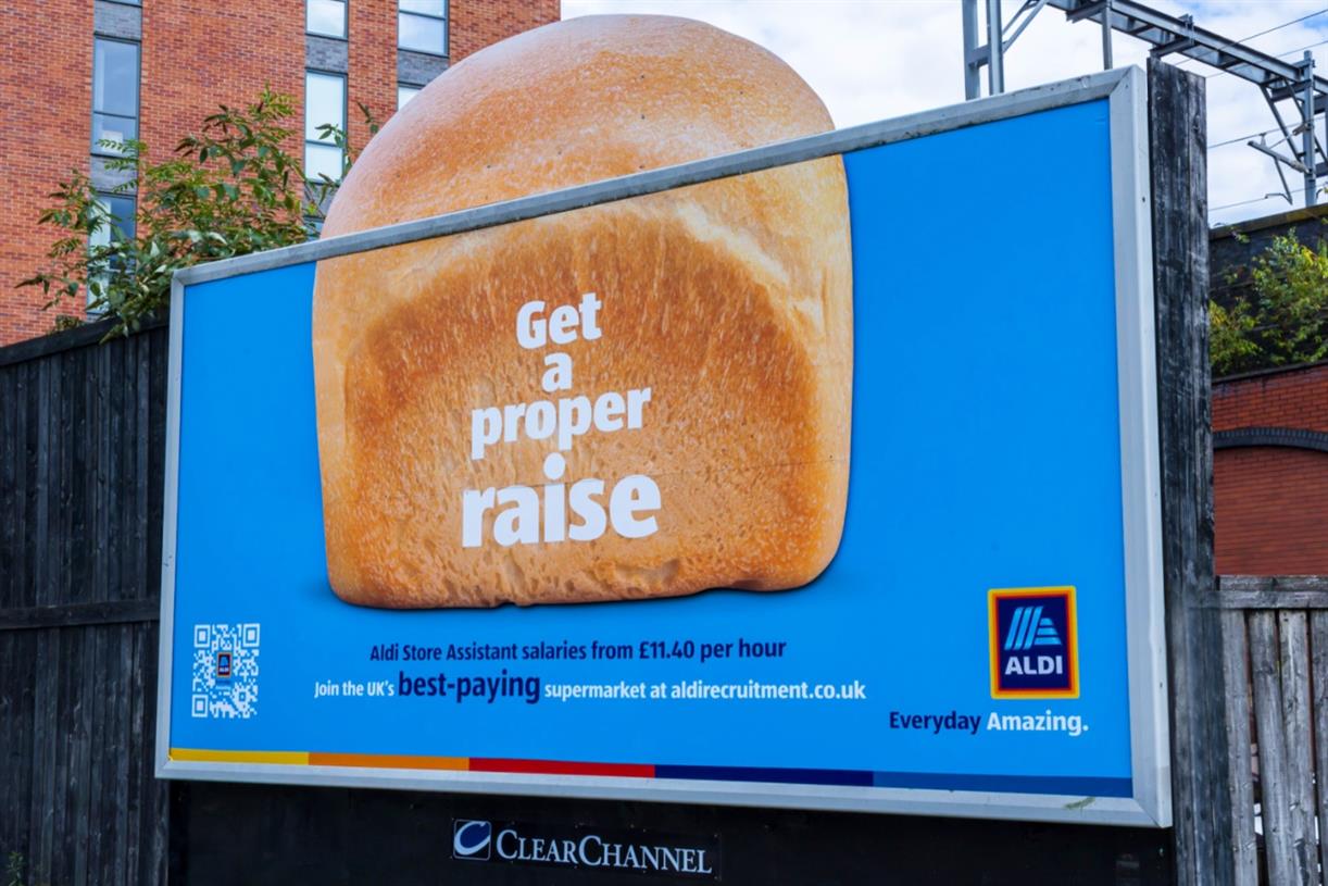 Aldi cooks up bread billboard to spotlight pay rise for employees