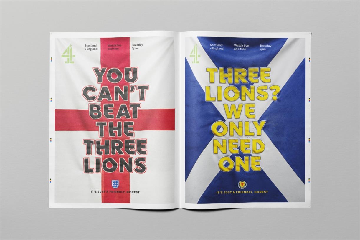 Channel 4 teases friendly rivalry for England v Scotland football match