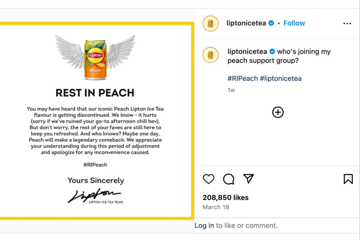 Lipton Ice Tea ad announcing 'end of peach flavour' banned