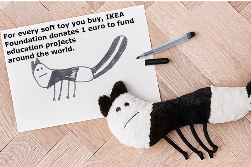 ikea kid drawing stuffed animals