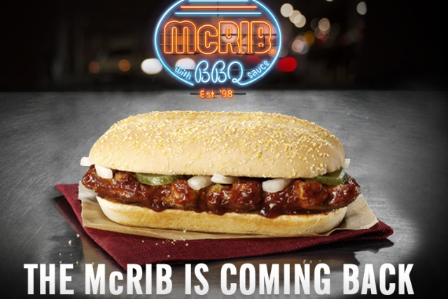 McRib Will Return To McDonald's For The New Year