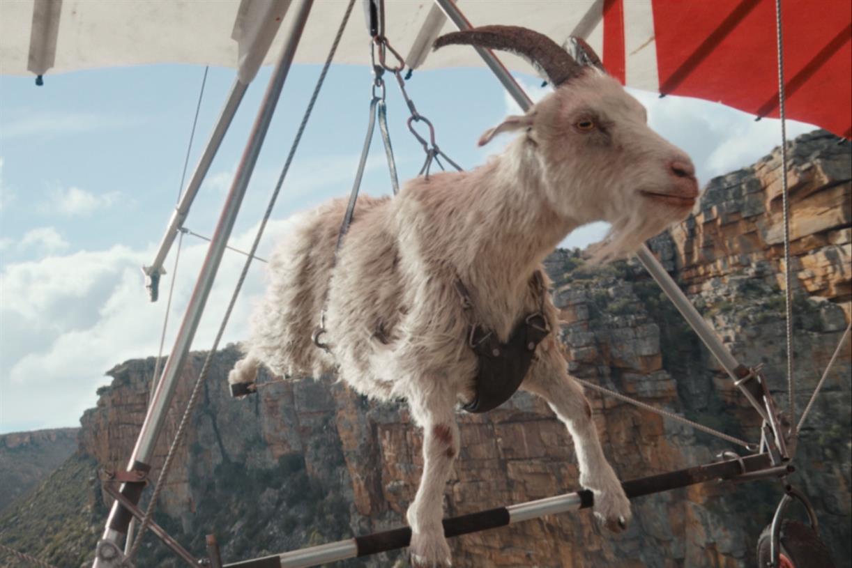 Virgin Media puts goat on a hang glider in latest spot