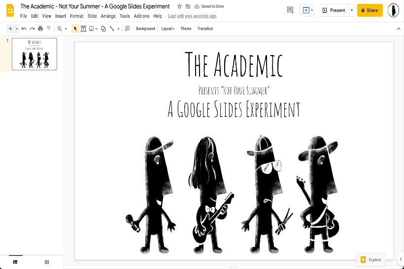 Indie band The Academic releases world's first live animation music video  via Google Slides
