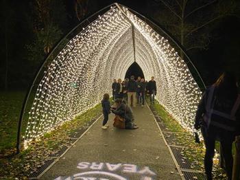 Tunnel of white lights
