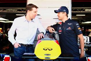 Infiniti deal: Simon Sproule of Nissan Motor Company with Sebastian Vettel