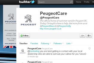 Peugeot: creates Twitter customer care account