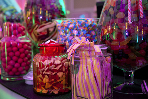 Zafferano's pick n mix bar at Charlie and the Chocolate Factory party