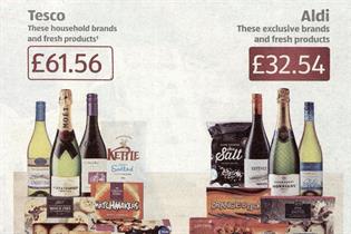 Aldi ad: skewed price comparison with inclusion of Moet champagne