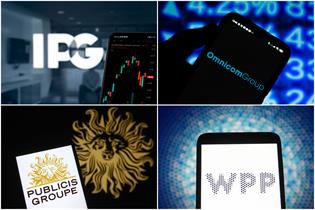 A collage of the 'big four' ad agency group logos - IPG, Omnicom, Publicis and WPP