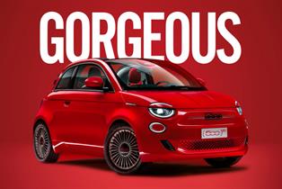 Fiat 500 Red car with text saying Gorgeous