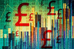 A graphic with pound symbols and numbers to illustrate growth in the UK ad market. Photo: Getty Images