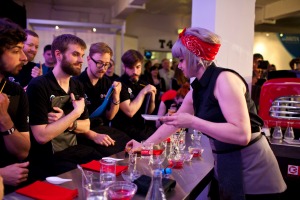 Coffee fans join in a tasting session