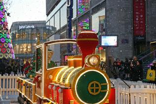 The Lego Santa Express pulls into Liverpool One