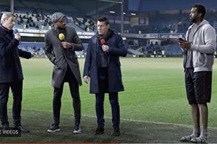 Still from the Bet regret campaign created by M&C Saatchi featuring ex footballers Dean Saunders and Danny Gabbidon and BT Sport's Matt Smith
