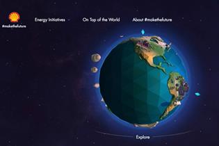 Shell's interactive globe allows users to explore its cleaner energy initiatives