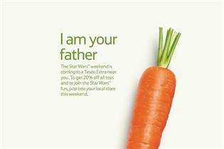 Tesco: large carrot stands in for Darth Vader in Star Wars campaign
