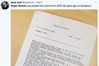 Dave Trott's tweet of a memo he wrote 30 years' ago