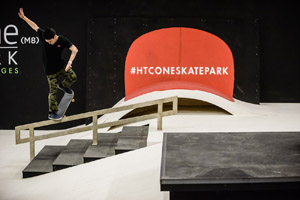 Skateboarders performed tricks at HTC One Skatepark's launch event