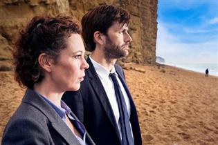 Broadchurch: Olivia Colman and David Tennant in a scene from the ITV crime drama