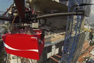 Coca-Cola: one of the #CokeDrones approaches a Singapore construction site