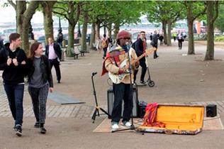 Nile Rodgers busked on the South Bank this morning (22 June)