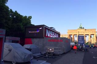 Setting up for Nissan's experiential fan area in Berlin for the UEFA Champions League Festival