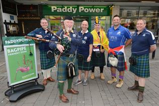 Scottish fans were free to play their bagpipes in the store