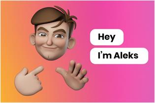 Avatar of a person using sign language with copy Hey I'm Aleks