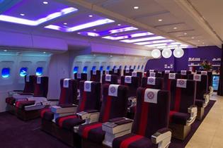 Virgin Money: its new style 'lounge' is designed in the style of a Virgin Atlantic aircraft cabin