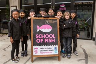 Child chefs who took part in The Saucy Fish Company's restaurant takeover in London