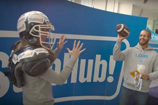 StubHub set up an American football-themed photo wall