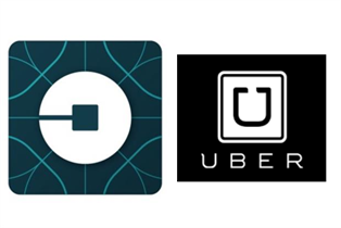Uber: UK users will now see the logo on the left, in the place of the logo on the right
